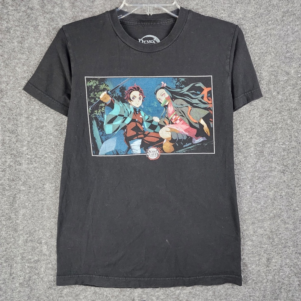 Demon Slayer T-Shirt Womens S Black Tanjiro Nezuko Graphic Anime Tee Good